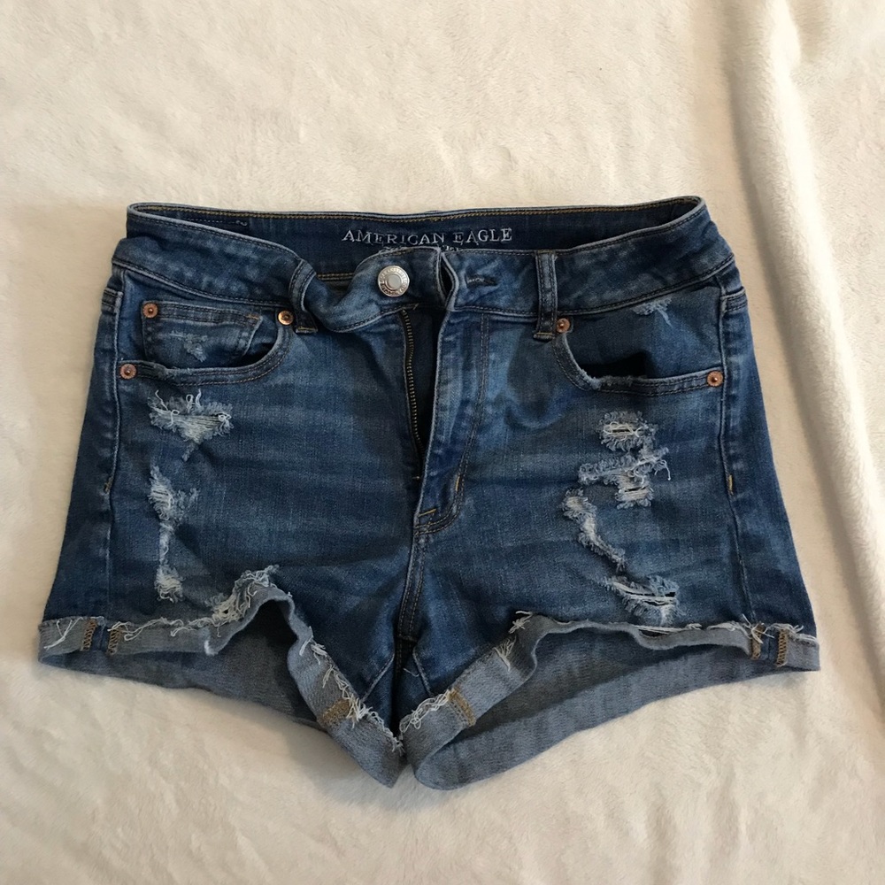 American Eagle Distressed High Waisted Jean Shorts